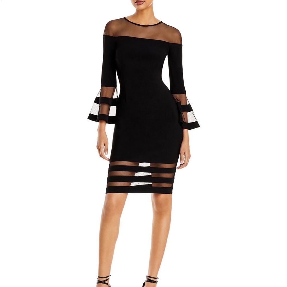 AQUA Bell-Sleeve Illusion Dress